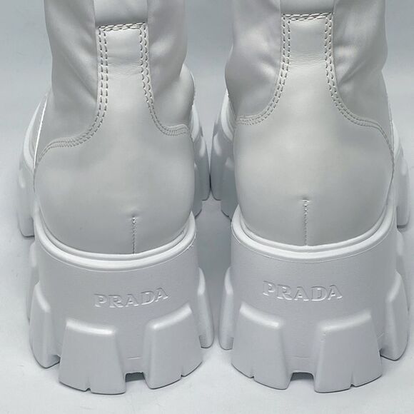 Prada Monolith Leather & Nylon Lug Sole Combat boots size 40 - Picture 6 of 13